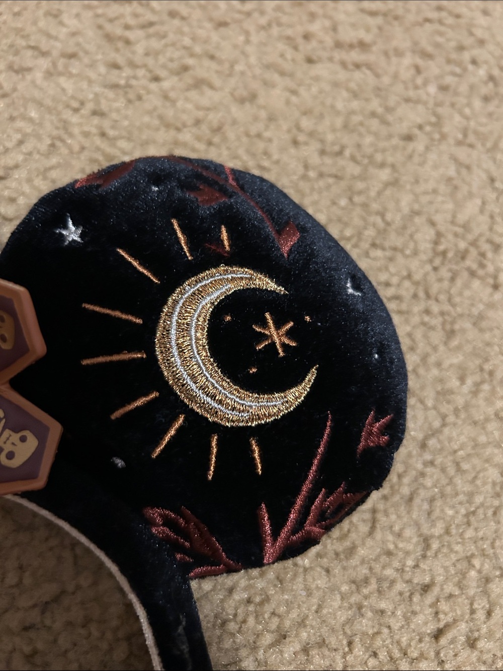 Disney Black Velvet Kids Ear Headband with Gold Moon & Brown Bow - Picture 3 of 7